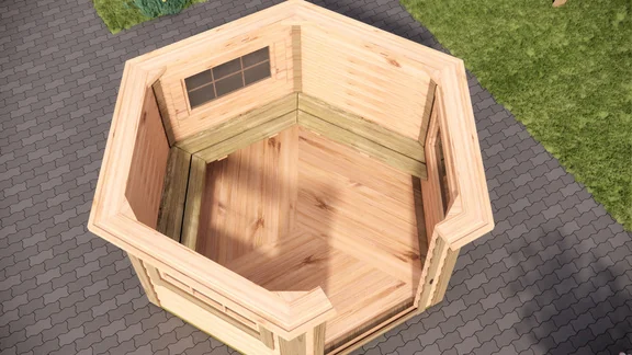 BBQ Hut 4.5 m², cutaway view from above showing the layout