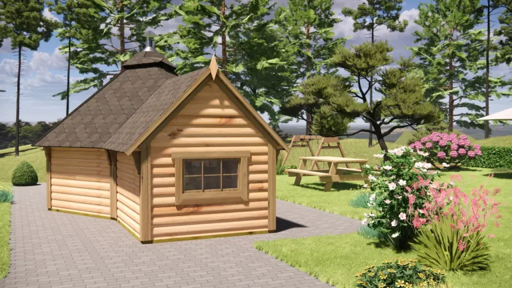 BBQ Hut 9.2 m² with 1.8m Extension, exterior view