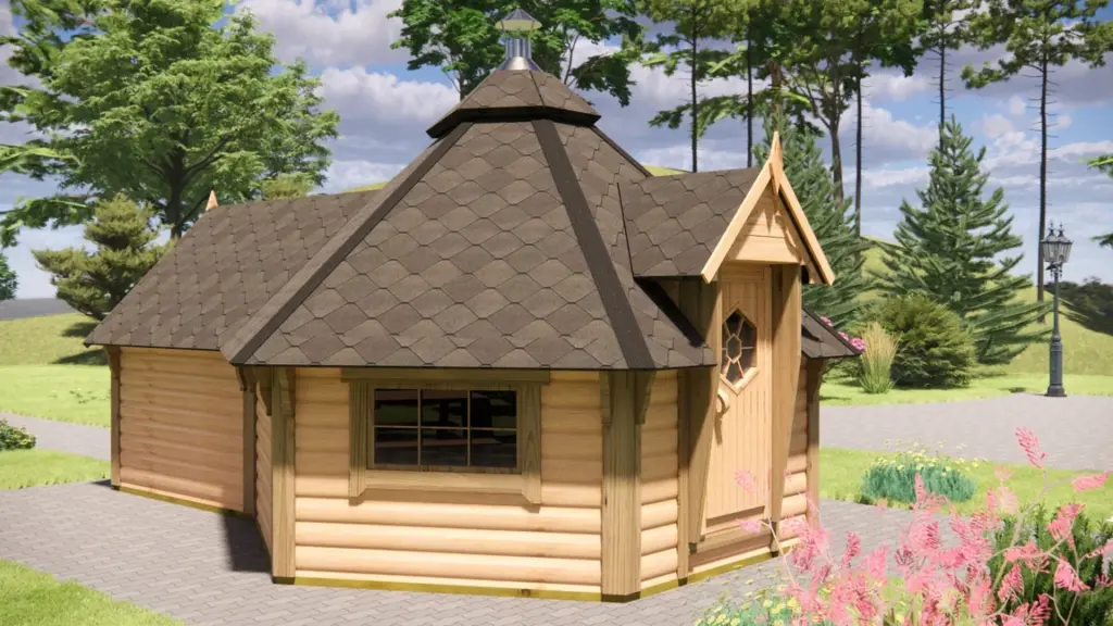 BBQ Hut 9.2 m² with 1.8m Extension, exterior view 2