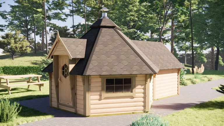 BBQ Hut 9.2 m² with 1.8m Extension, exterior view 3