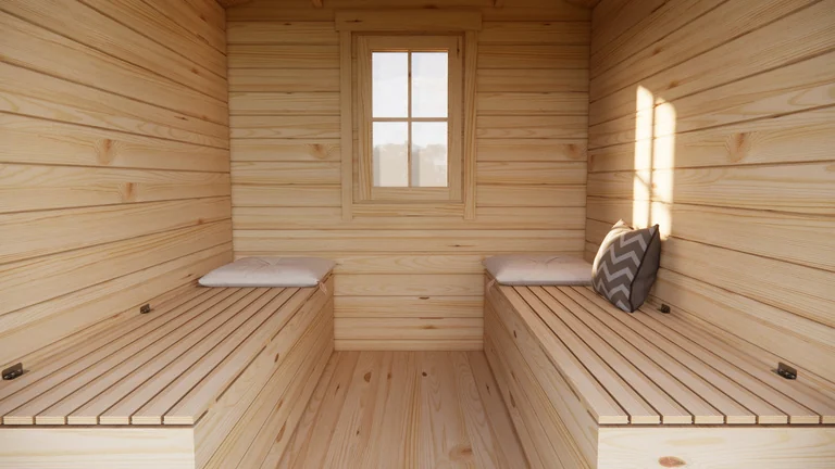 Glamping Cabin 2.7m x 2.4m, 5 m², interior view