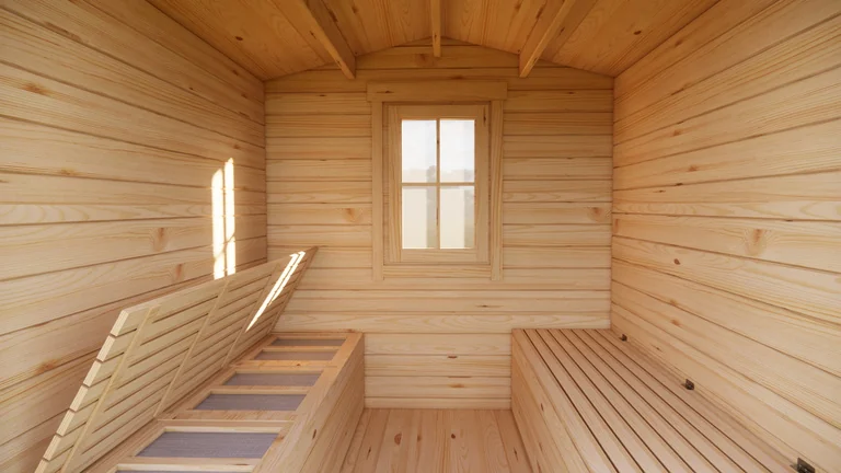Glamping Cabin 2.7m x 2.4m, 5 m², interior view 2