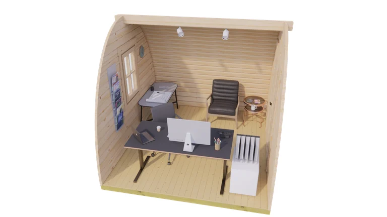 Glamping Pod 3m x 3m, 9 m², cutaway view from above showing the layout 2