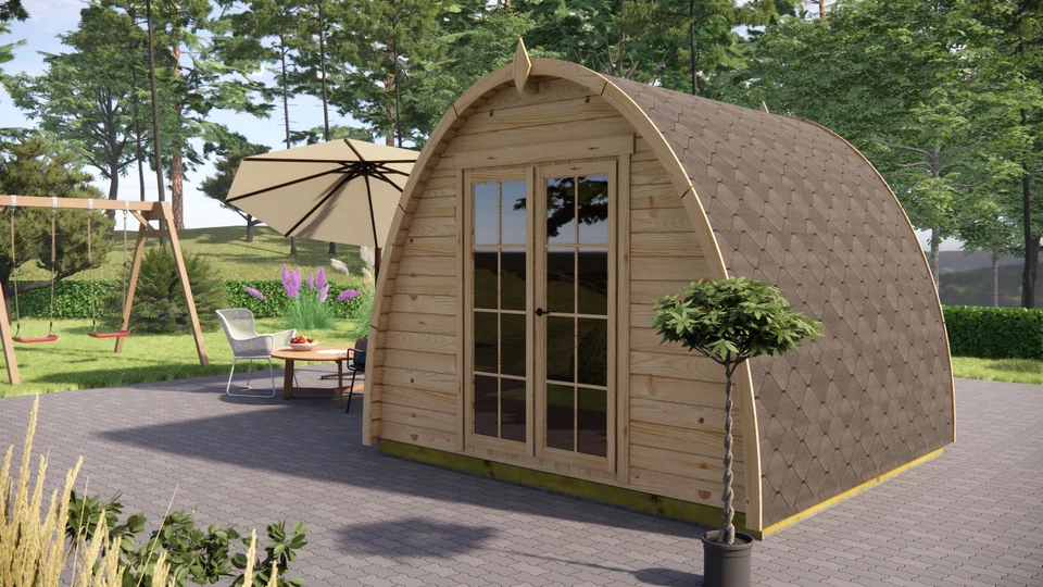 Glamping Pod 3m x 3m, 9 m², exterior view 2