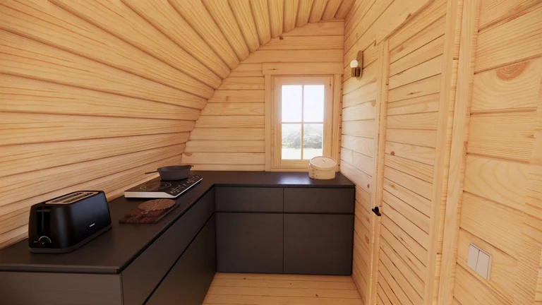 Glamping Pod 8m x 4m, 32 m², 2 Bedrooms, interior view