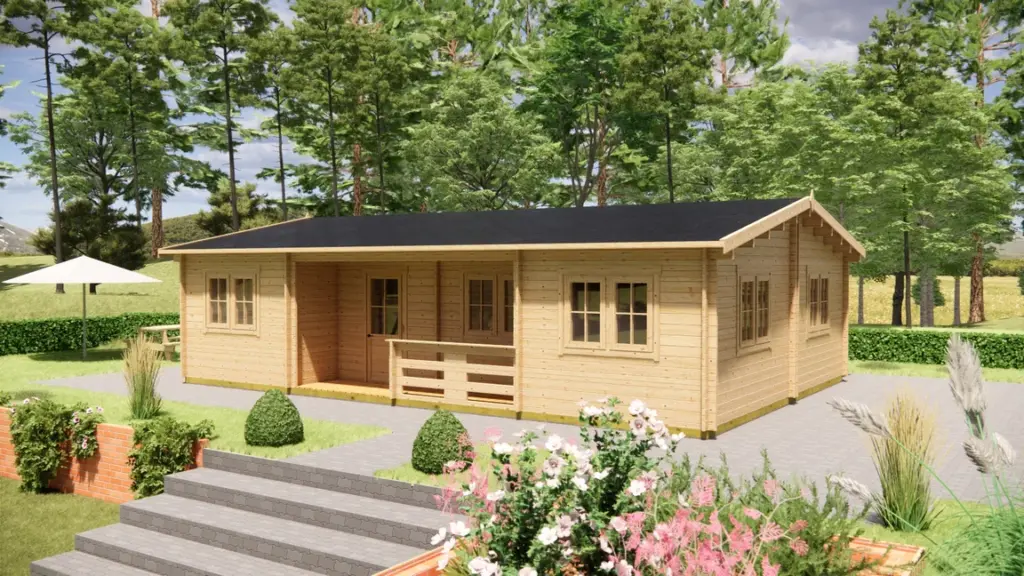Log Cabin 10.2m x 7m, 62 m², exterior view