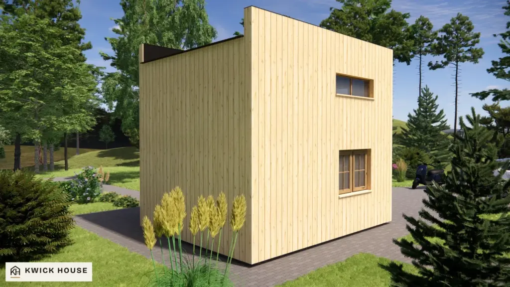 Log Cabin 5m x 4m with Loft and Cladding, 35 m², visualisation of the back wall with no openings and one side