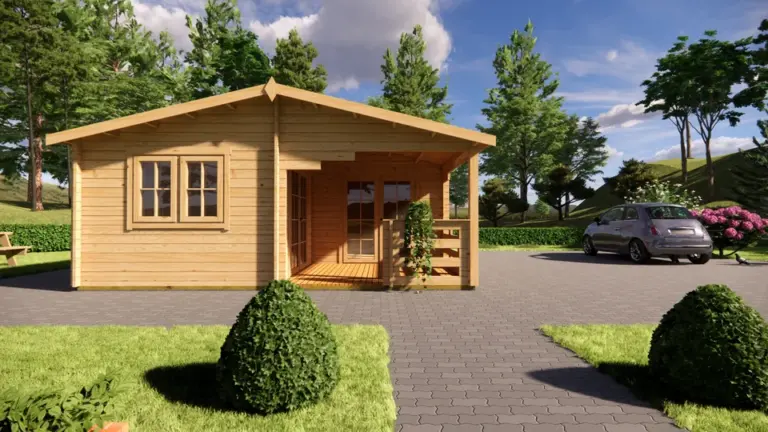 Log Cabin 6m x 6m, 24 m², 2 Rooms, exterior view 2