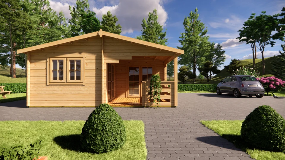 Log Cabin 6m x 6m, 24 m², 2 Rooms, exterior view 2