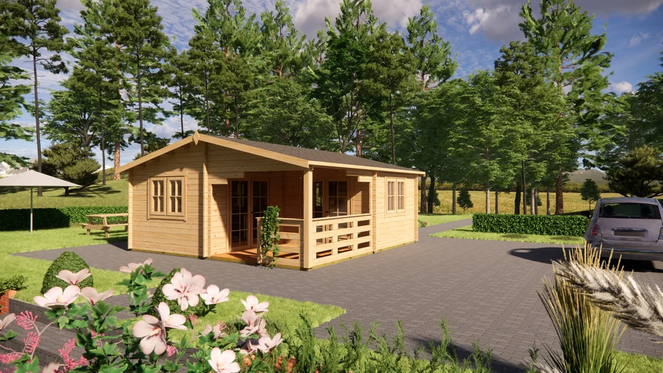 Log Cabin 6m x 6m, 24 m², 2 Rooms, exterior view 3