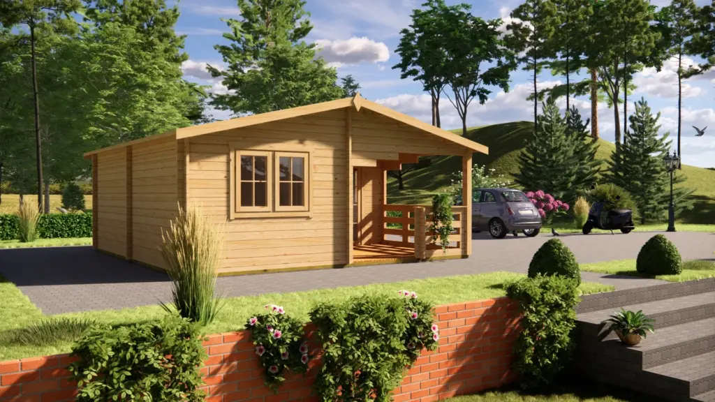 Log Cabin 6m x 6m, 24 m², 2 Rooms, exterior view 4