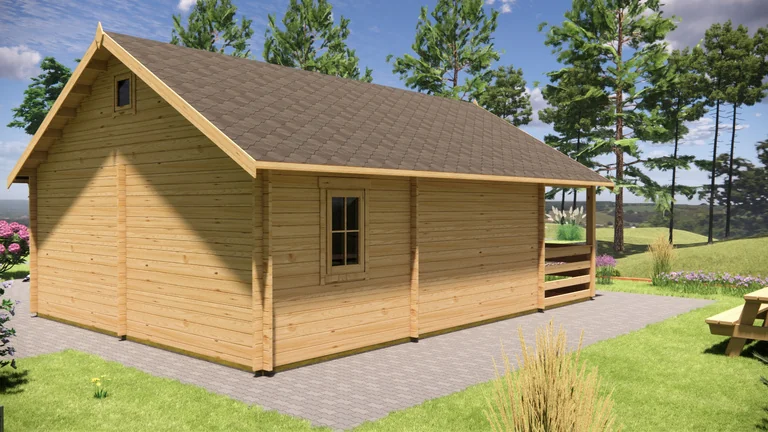 Log Cabin 6m x 6m with Loft, 46 m², exterior view 2