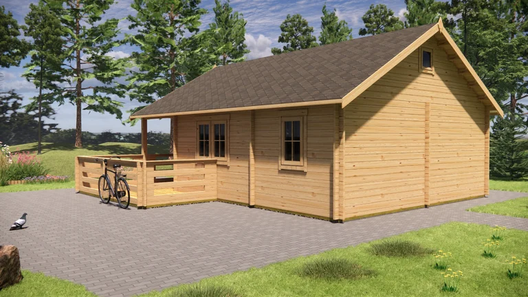 Log Cabin 6m x 6m with Loft, 46 m², exterior view 3