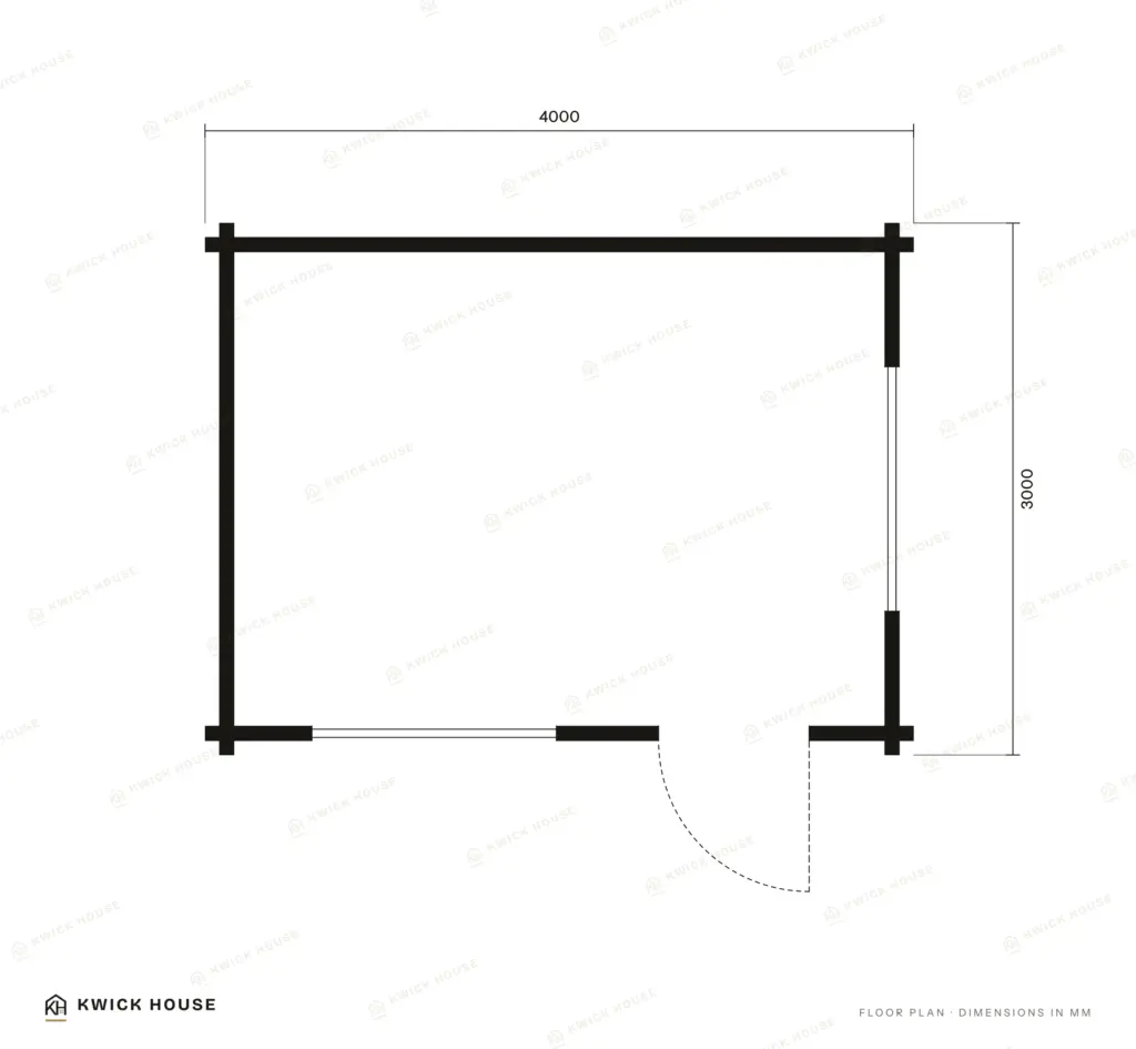 Summer House 4m x 3m, 10 m², floor plan with dimensions in millimetres