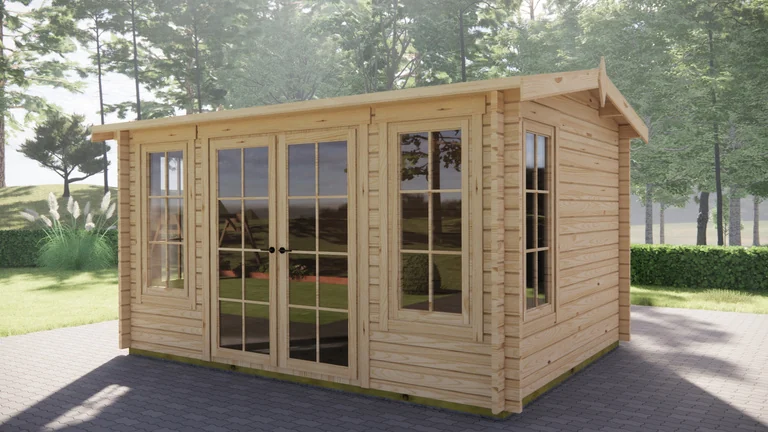 Summer House 4m x 3m, 10 m², Reverse Apex Roof, exterior view 2