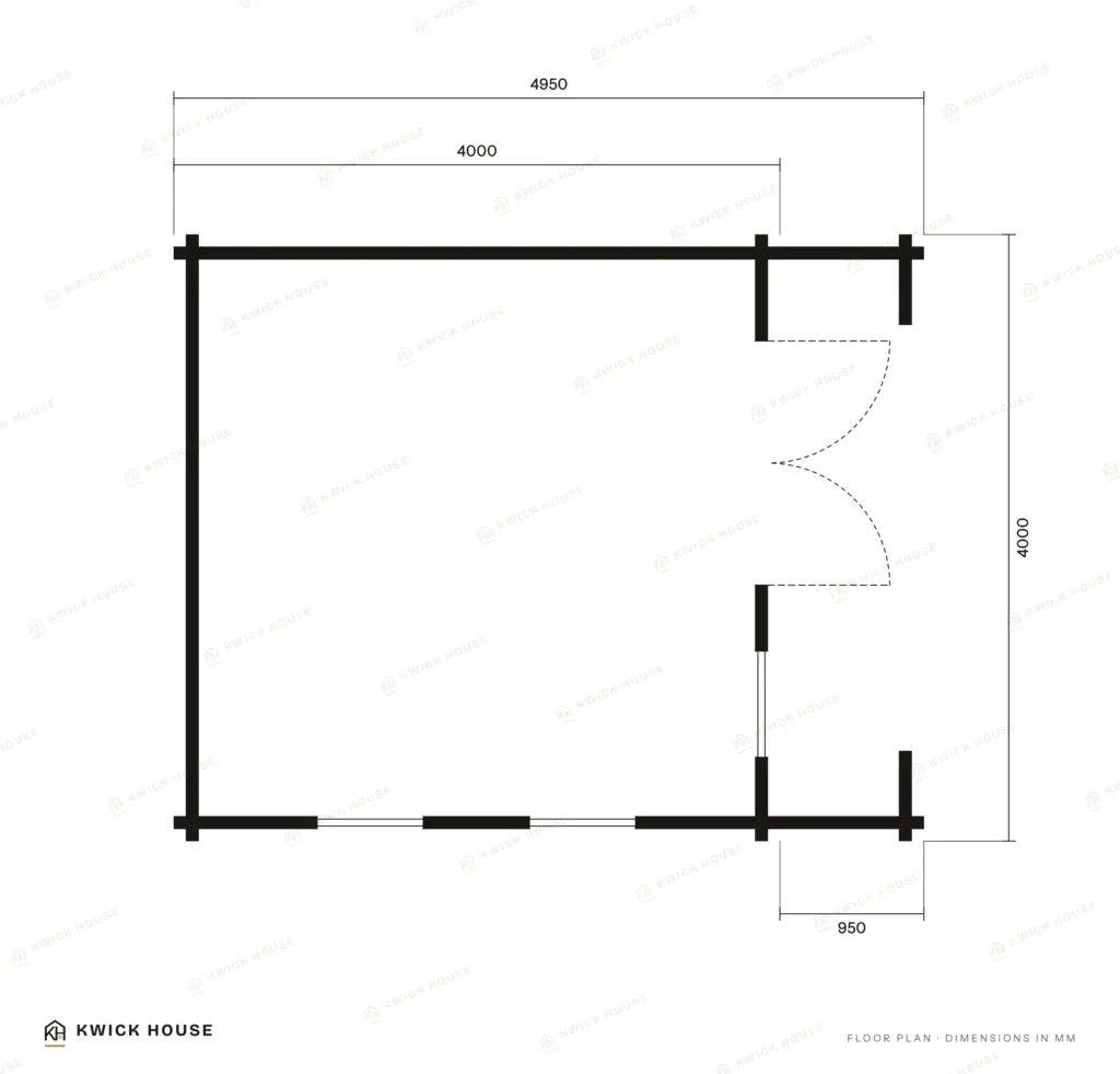 Summer House 4m x 4m, 13.8 m², floor plan with dimensions in millimetres