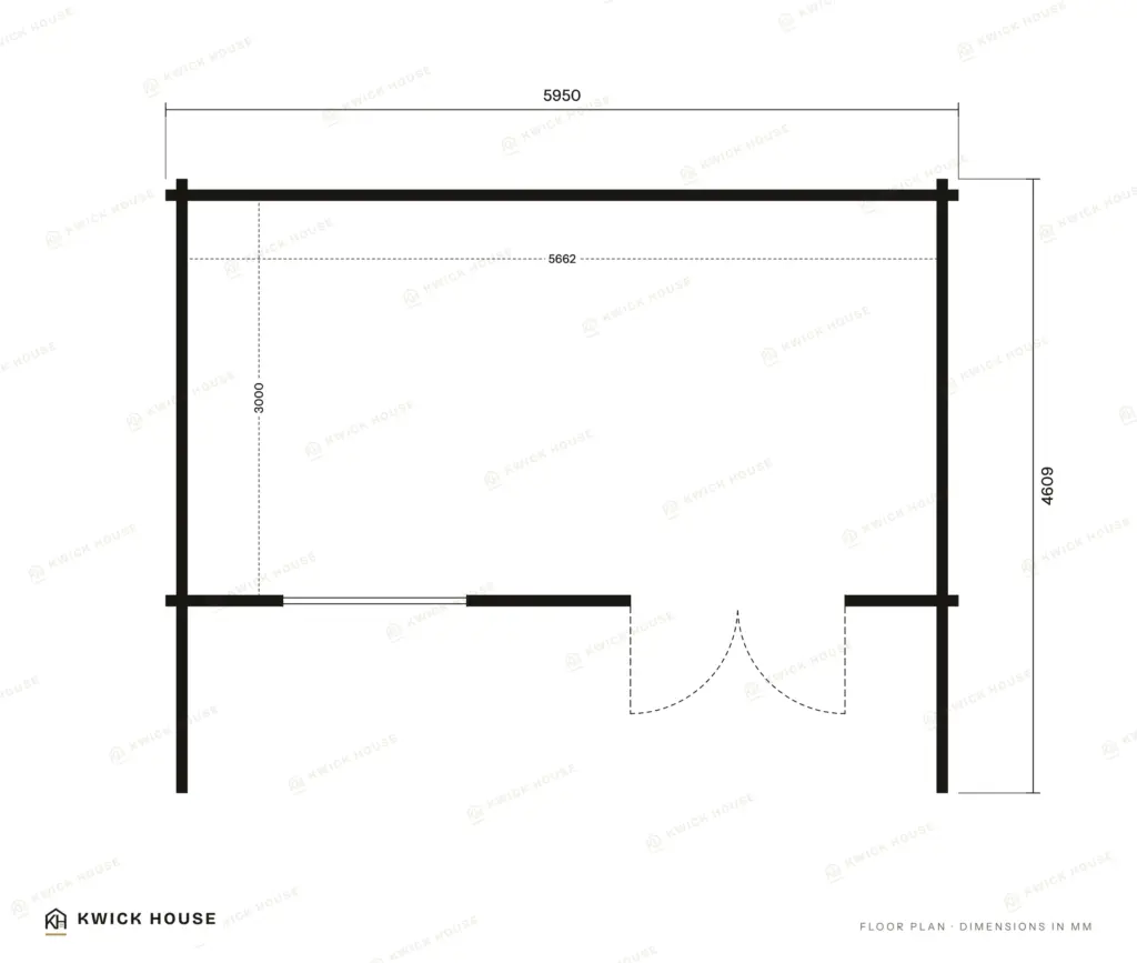 Summer House 6m x 3m with Canopy, 17 m², floor plan with dimensions in millimetres