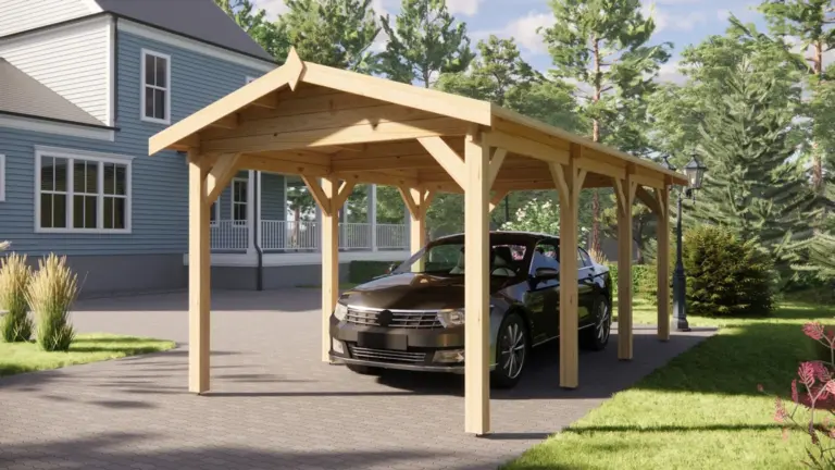 Wooden Carport 18 m², Apex Roof, exterior view