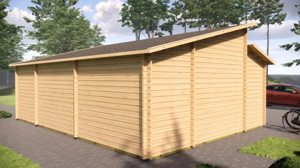 Wooden Garage 8m x 6m, 44 m², exterior view 2