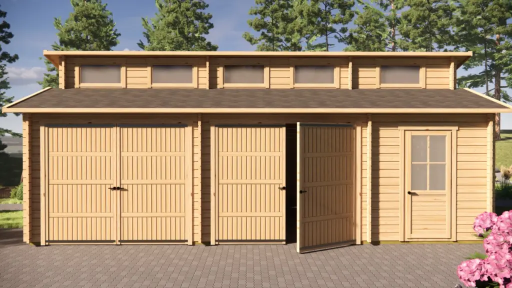 Wooden Garage 8m x 6m, 44 m², exterior view 3