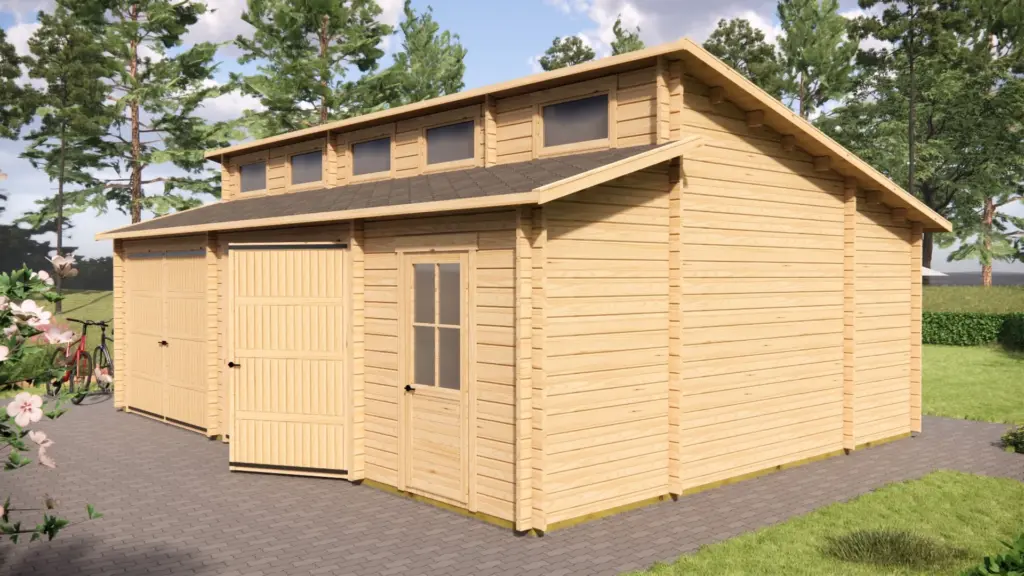 Wooden Garage 8m x 6m, 44 m², exterior view 4