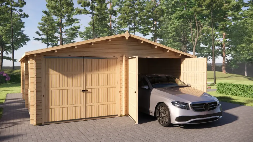 Wooden Garage 9m x 6m, 49 m², exterior view 2