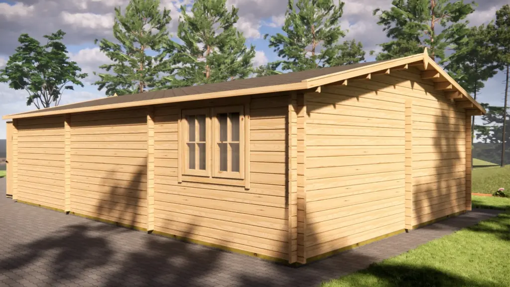 Wooden Garage 9m x 6m, 49 m², exterior view 3